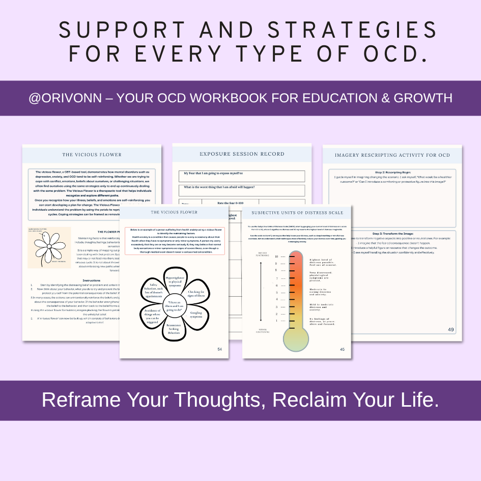 OCD THERAPY WORKSHEET & TRACKER | CBT TOOLS FOR TEENS & ADULTS