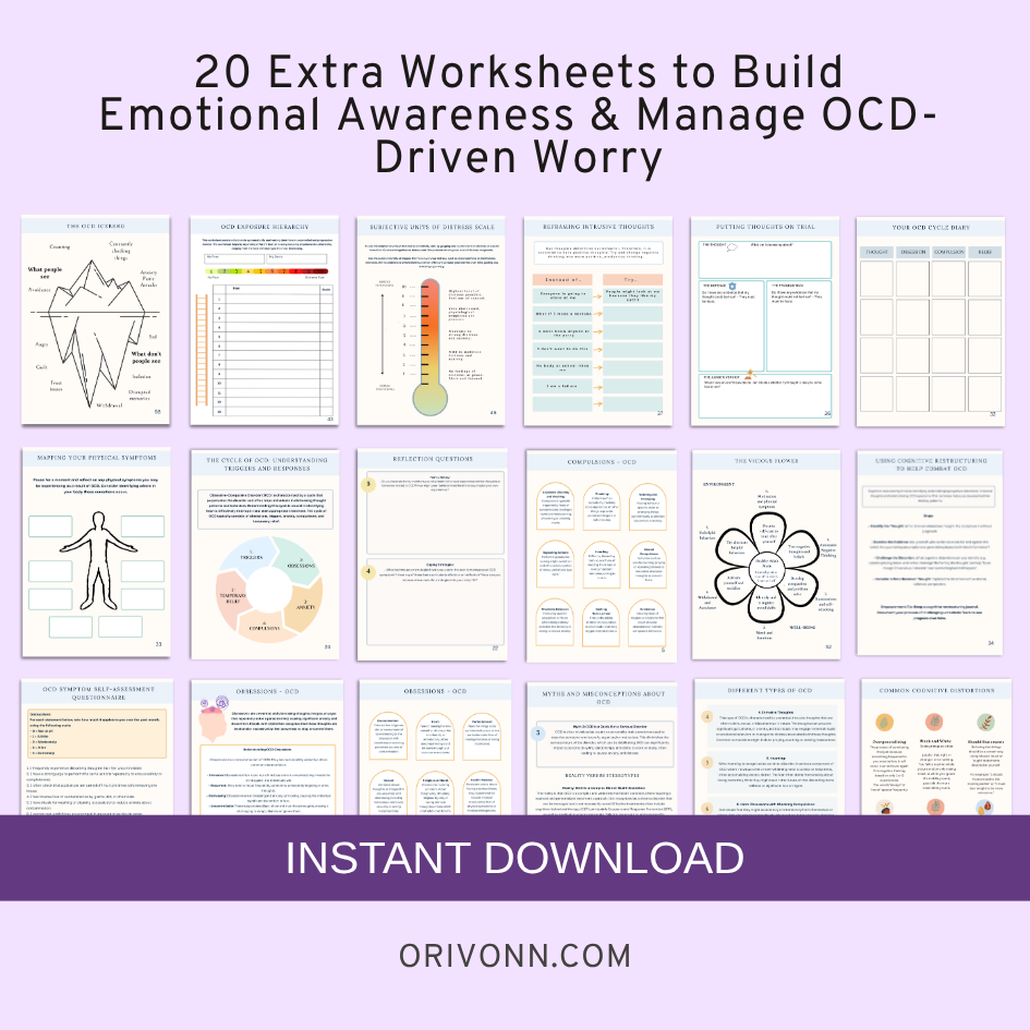OCD THERAPY WORKSHEET & TRACKER | CBT TOOLS FOR TEENS & ADULTS
