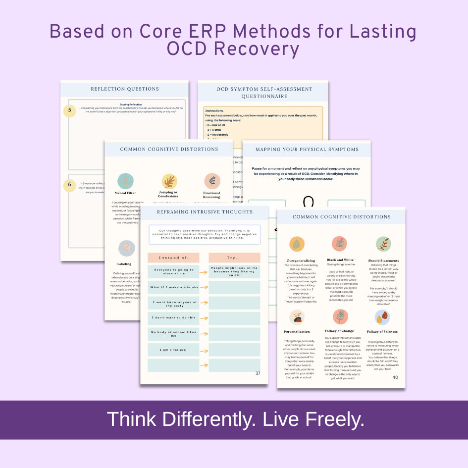OCD THERAPY WORKSHEET & TRACKER | CBT TOOLS FOR TEENS & ADULTS